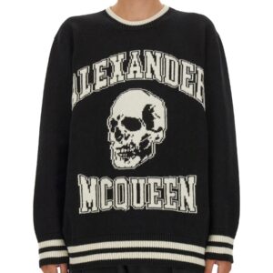 Refresh your wardrobe with the Alexander Mcqueen men's VARSITY SWEATER in Black
