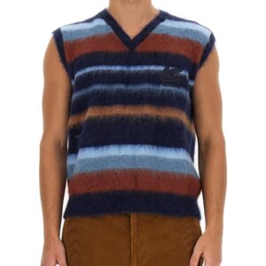 Refresh your wardrobe with the Etro men's VEST WITH STRIPE PATTERN in Blue