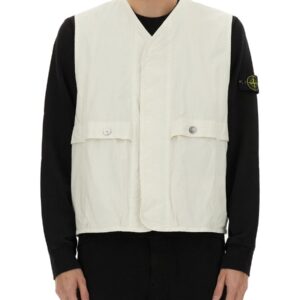 Refresh your wardrobe with the Stone Island men's VESTS WITH LOGO in Ivory