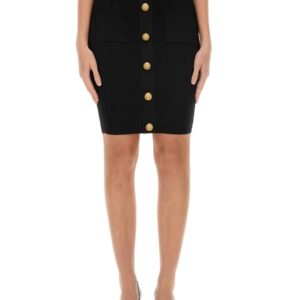 Discover the authentic Balmain women's "VICHY" KNIT SKIRT in Black