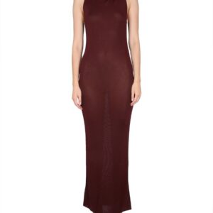 Explore the authentic Saint Laurent women's VISCOSE HOODED DRESS in Bordeaux