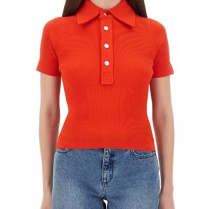 Refresh your wardrobe with the Tory Burch women's VISCOSE POLO SHIRT in Red
