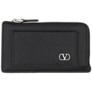 Explore the authentic Valentino Garavani men's "VLOGO SIGNATURE" LEATHER COIN PURSE in Black