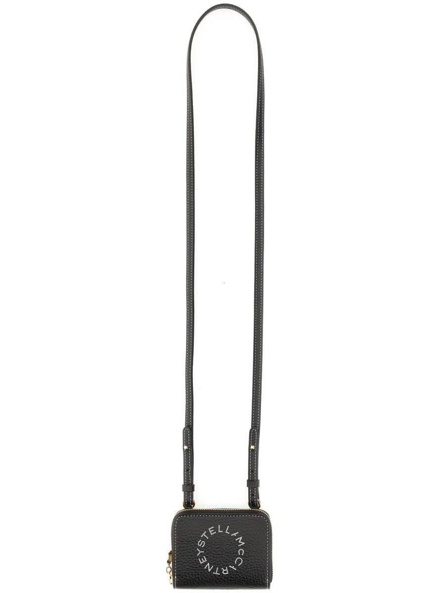 Explore the authentic stella mccartney women's WALLET WITH SHOULDER STRAP in Black