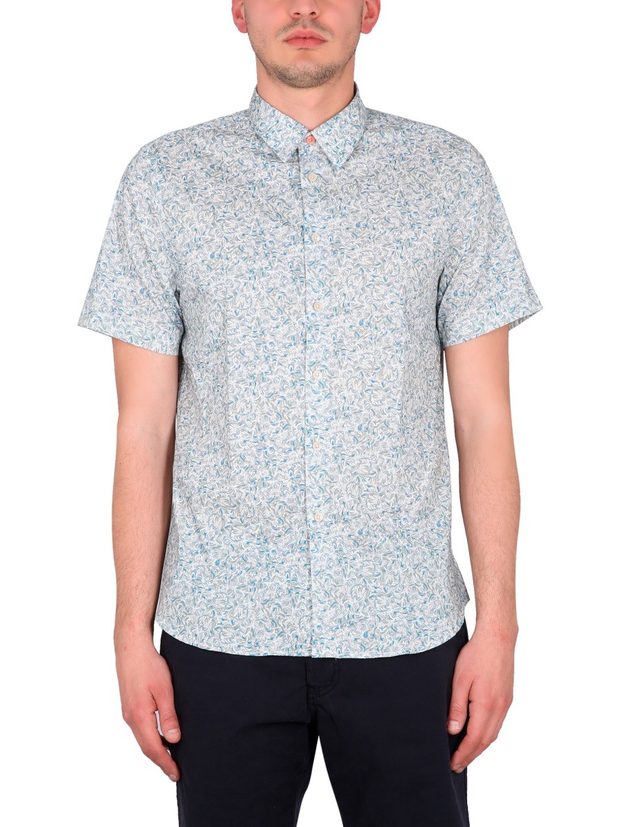 Refresh your wardrobe with the PS BY PAUL SMITH men's WAVE PRINT SHIRT in Azure
