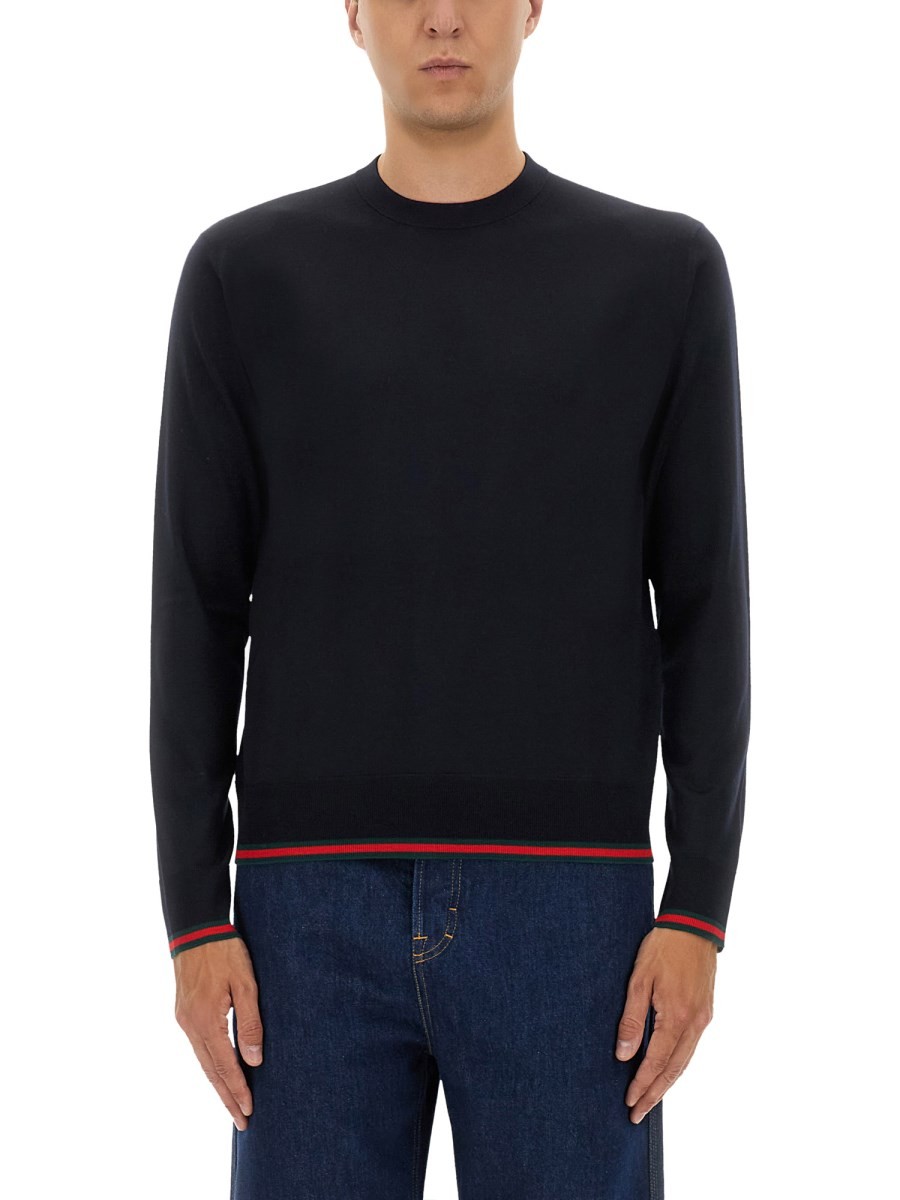 Discover the authentic Gucci men's WEB PATTERN SWEATER in Blue
