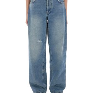 Elevate your look with the Moschino women's "WIDE LEG" JEANS in DENIM