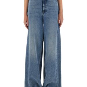 Explore the authentic stella mccartney women's WIDE-LEG JEANS WITH CONTRASTING PANELS in DENIM