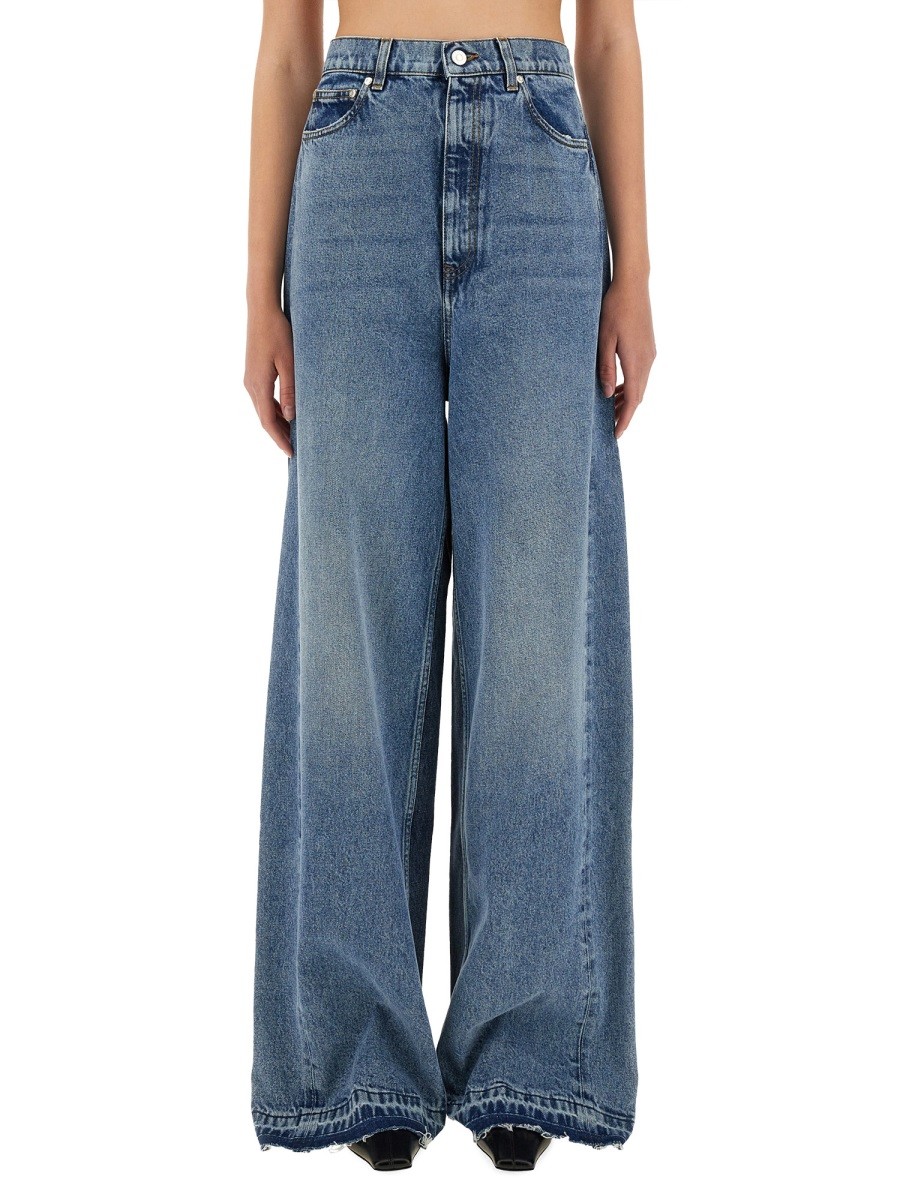 Explore the authentic stella mccartney women's WIDE-LEG JEANS WITH CONTRASTING PANELS in DENIM
