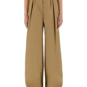 Explore the authentic Dries Van Noten women's WIDE-LEG PANTS WITH BELT in beige