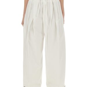 Explore the authentic JIL SANDER women's WIDE PANTS IN COTTON GABARDINE in White