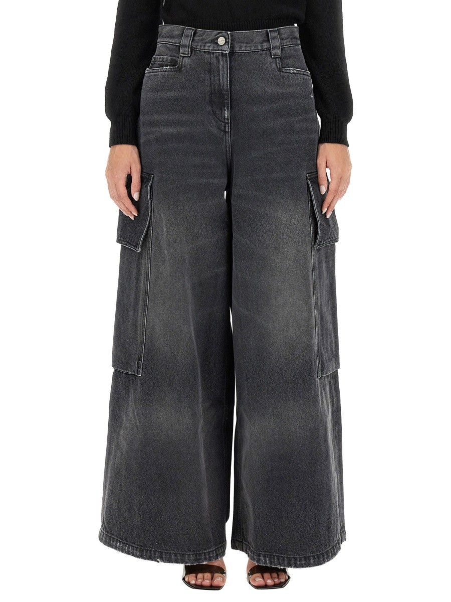 Refresh your wardrobe with the Palm Angels women's WIDE PARACHUTE JEANS in Grey