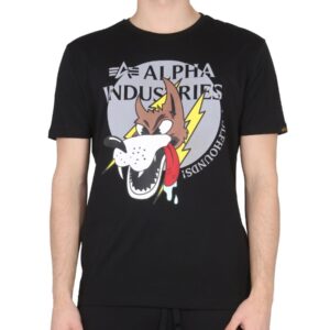 Refresh your wardrobe with the ALPHA INDUSTRIES men's WOLFHOUNDS T-SHIRT in Black