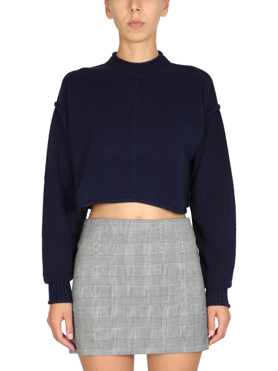 Discover the authentic Max Mara women's WOOL AND CASHMERE CREW NECK SWEATER in Blue