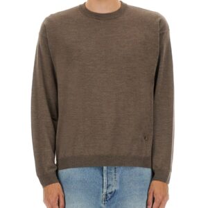 Refresh your wardrobe with the Moschino men's WOOL AND SILK PULLOVER in Brown