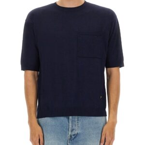 Refresh your wardrobe with the Moschino men's WOOL AND SILK SWEATER in Blue