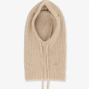 Shop the authentic MM6 MAISON MARGIELA women's Wool blend balaclava with distressed effect in Beige melange