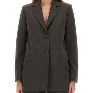 Refresh your wardrobe with the MOSCHINO JEANS women's WOOL BLEND JACKET in Brown