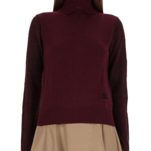 Discover the authentic Burberry women's WOOL BLEND PULLOVER in Bordeaux