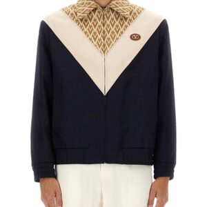 Explore the authentic Valentino men's WOOL BOMBER JACKET WITH PRINT TOUTE LA V in MULTICOLOUR