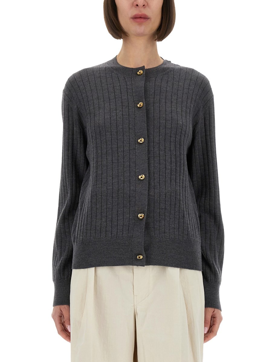 Elevate your look with the Bottega Veneta women's WOOL CARDIGAN in Grey