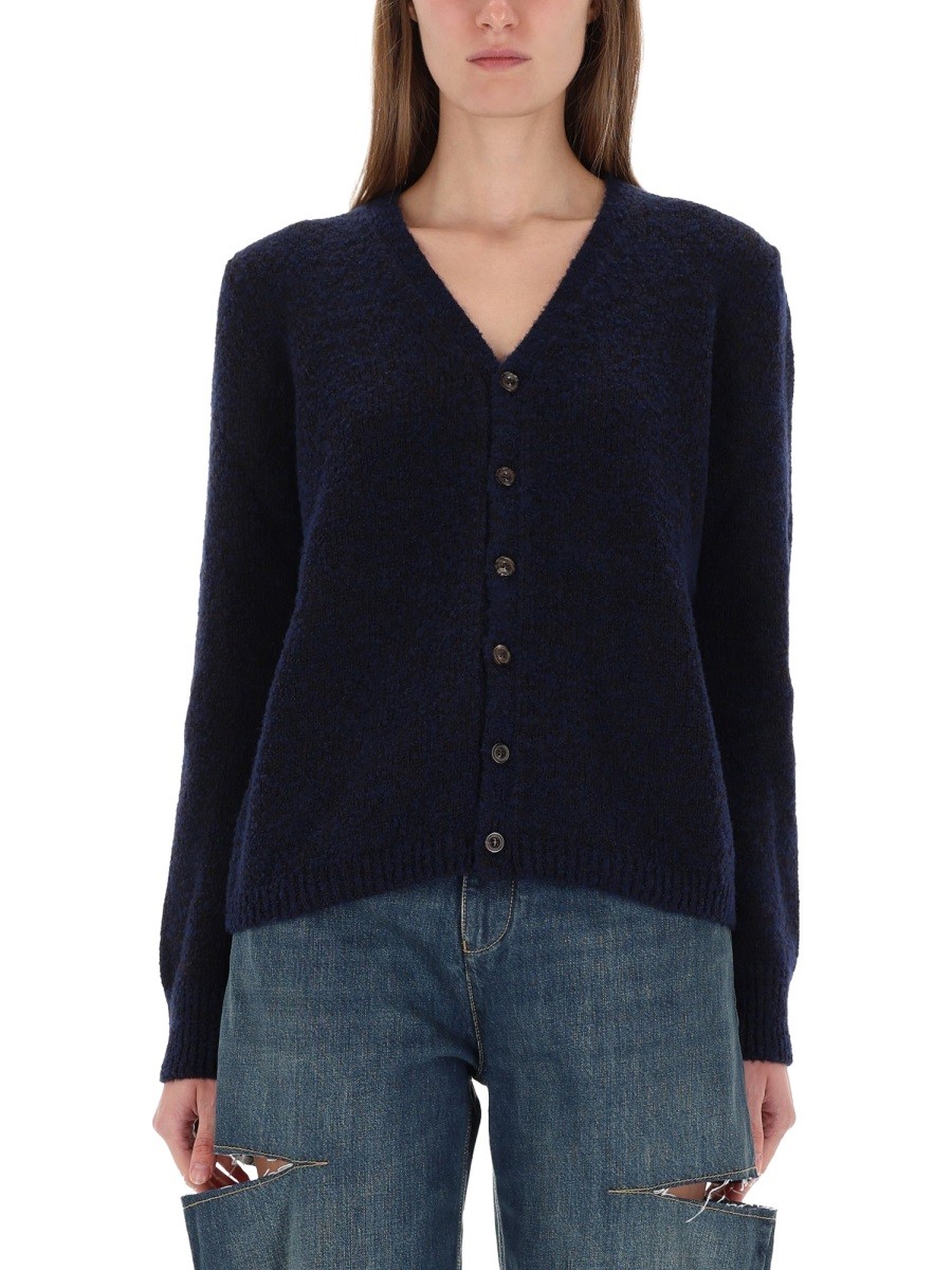 Refresh your wardrobe with the Maison Margiela women's WOOL CARDIGAN in Blue