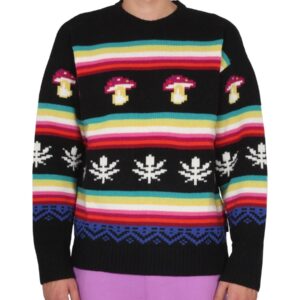 Refresh your wardrobe with the msgm men's WOOL CREW NECK SWEATER in MULTICOLOUR