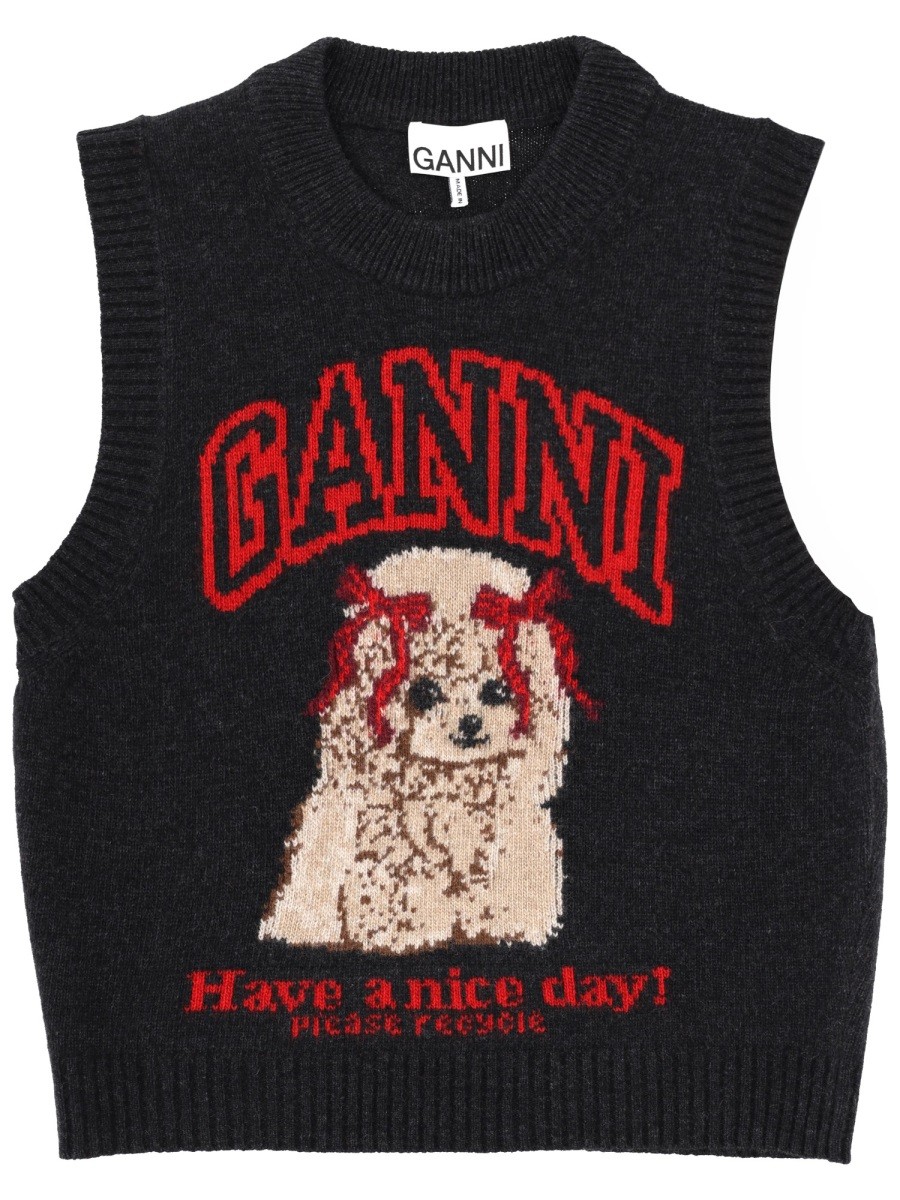 Discover the authentic GANNI women's WOOL JERSEY. in Black