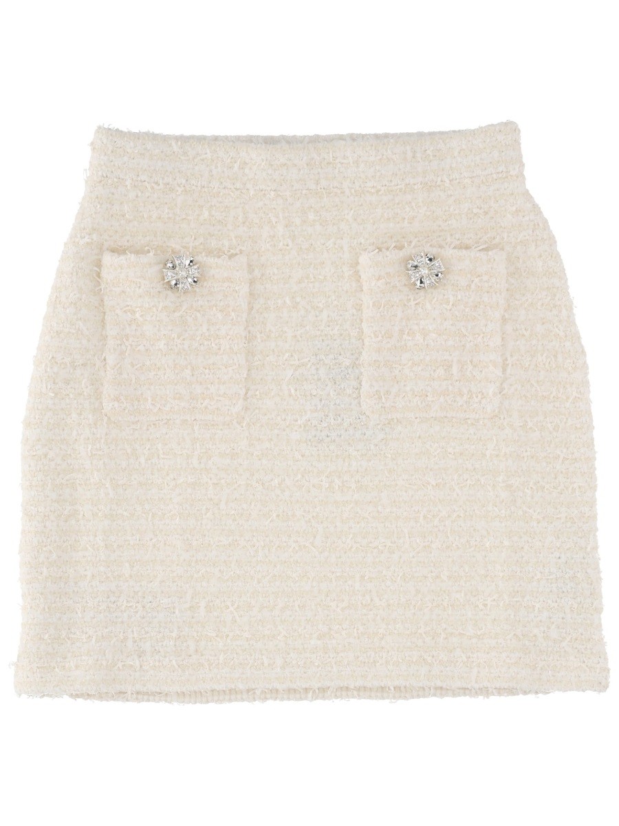 Discover the authentic SELF-PORTRAIT women's WOOL MINISKIRT in Ivory