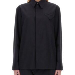 Refresh your wardrobe with the Bottega Veneta women's WOOL SHIRT in Blue
