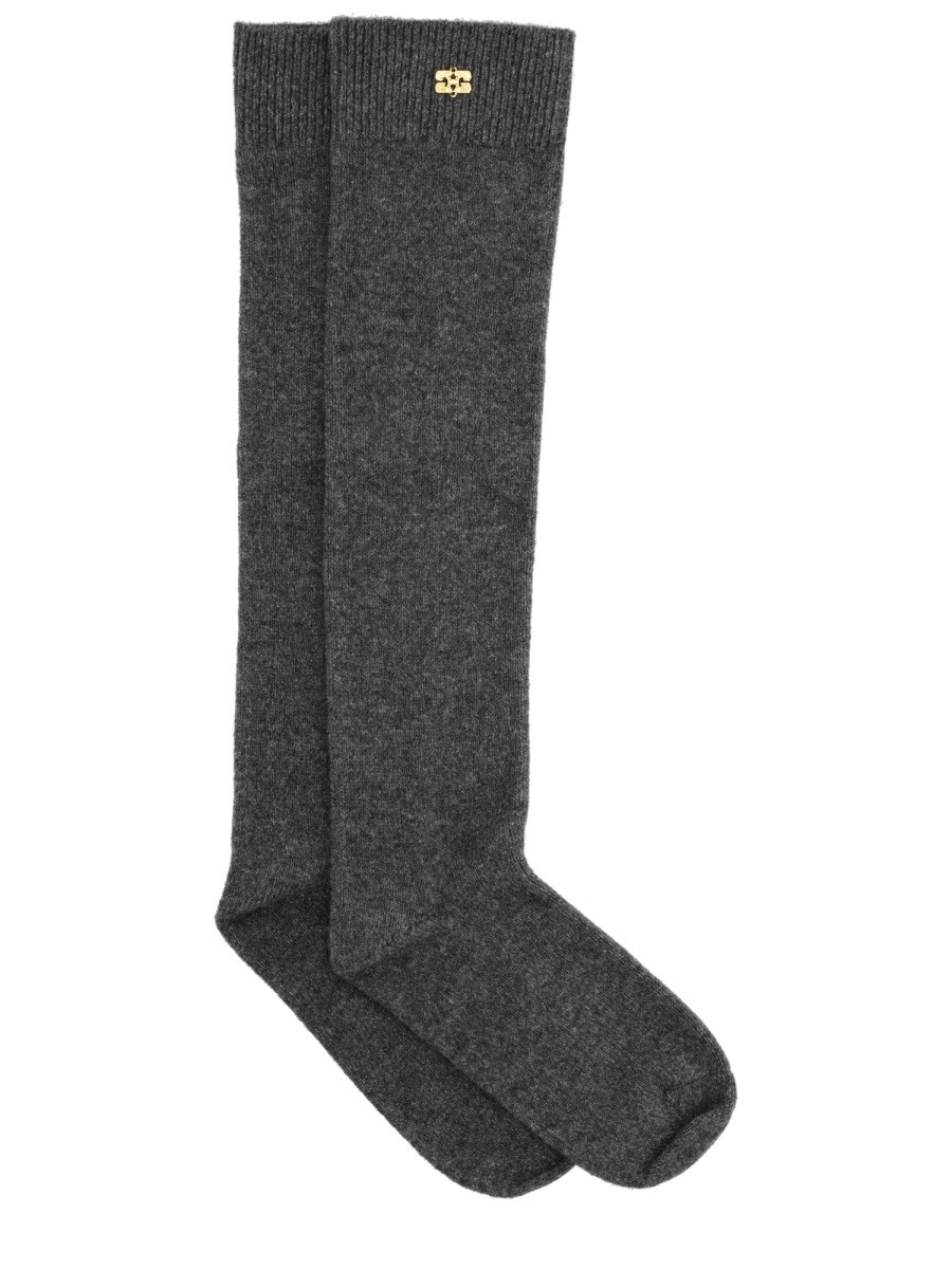 Discover the authentic GANNI women's WOOL SOCKS. in CHARCOAL