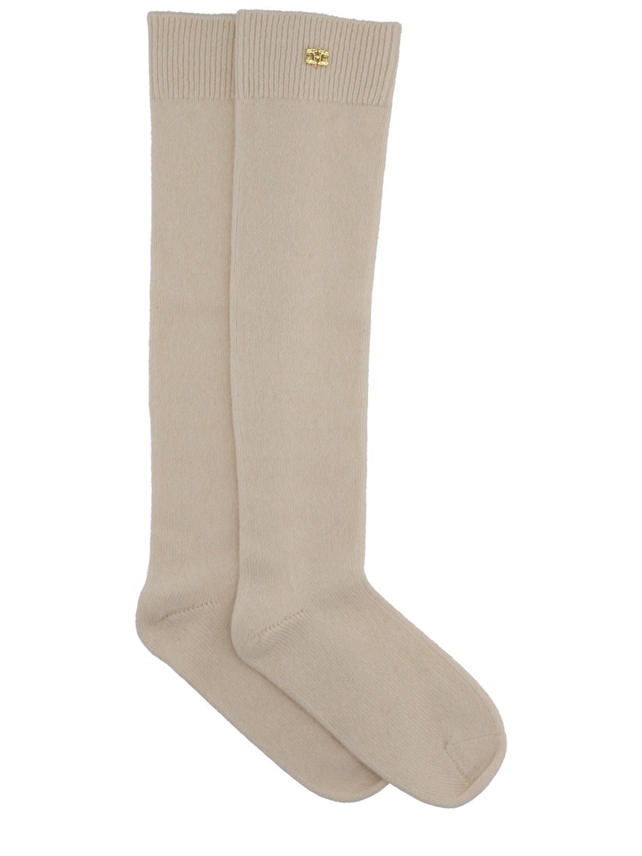 Discover the authentic GANNI women's WOOL SOCKS. in Ivory