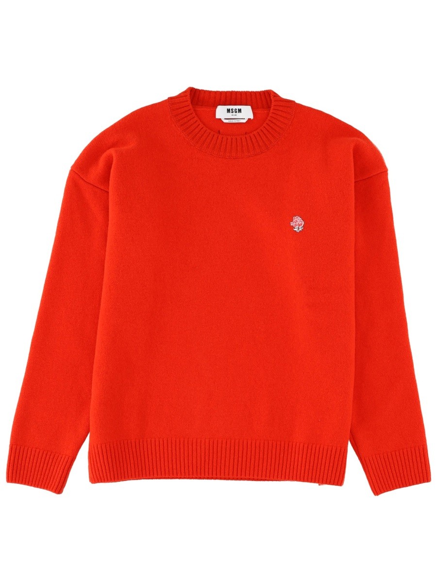 Refresh your wardrobe with the msgm men's WOOL SWEATER in Red
