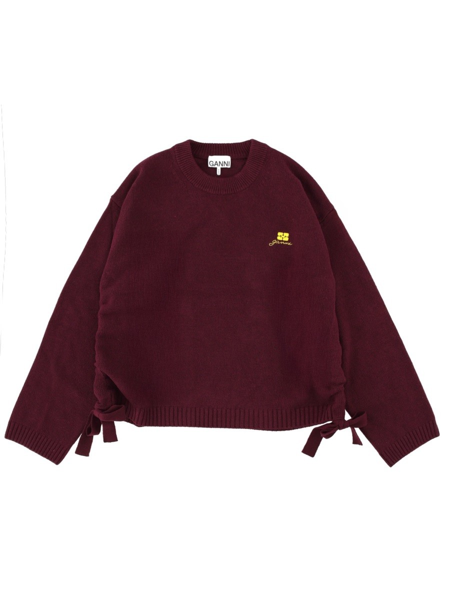 Refresh your wardrobe with the GANNI women's WOOL SWEATER in Bordeaux