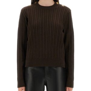 Discover the authentic Golden Goose women's WOOL SWEATER WITH BUTTON DETAIL in Brown