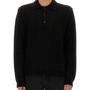 Explore the authentic SUNFLOWER men's WOOL SWEATER WITH POLO COLLAR in Black