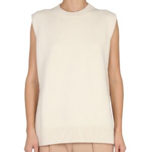 Discover the authentic JIL SANDER women's WOOL VEST in Ivory