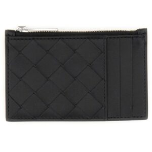 Explore the authentic Bottega Veneta men's WOVEN CARD HOLDER WITH ZIPPER in Black