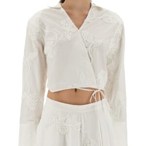 Explore the authentic ROTATE BIRGER CHRISTENSEN women's WRAP-AROUND SHIRT TOP in White