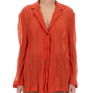 Refresh your wardrobe with the ALYSI women's WRINKLED EFFECT SHIRT in Red