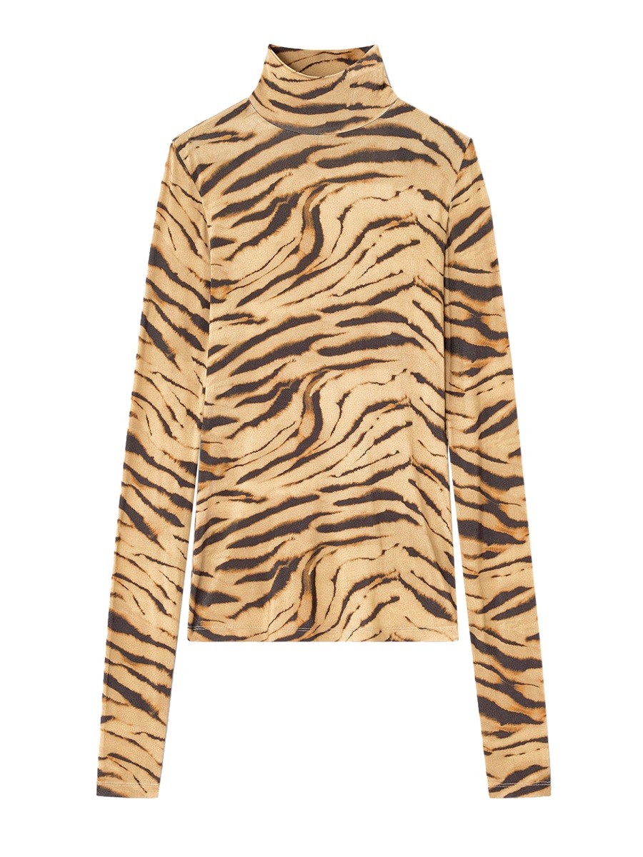 Refresh your wardrobe with the GANNI women's "ZEBRA" PRINT TOP in ANIMALIER