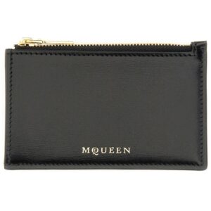 Explore the authentic Alexander Mcqueen women's ZIPPERED CARD HOLDER in Black