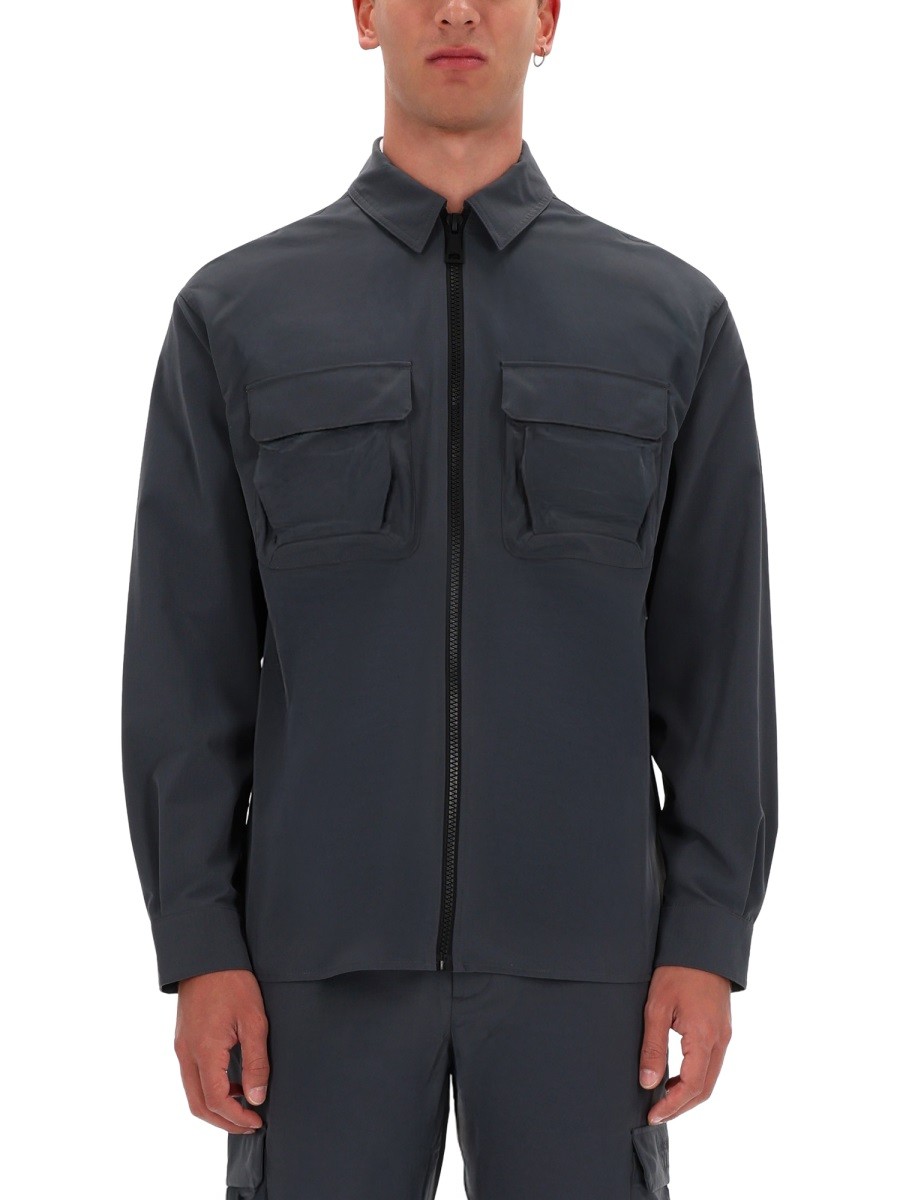 Refresh your wardrobe with the Versace Jeans Couture men's ZIPPERED SHIRT in Grey